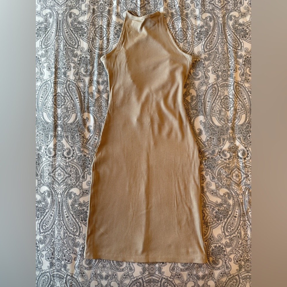 H&M Strappy Knit Midi Dress | Khaki | XS